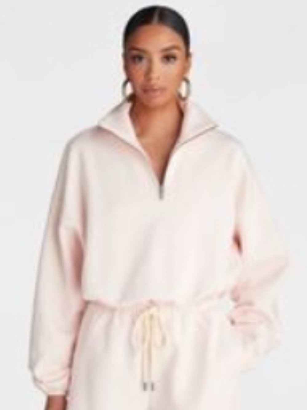 NWT KBB by KAHLANA Women's Oversized Pullover The Quarter Zip Sweatshirt pink XS